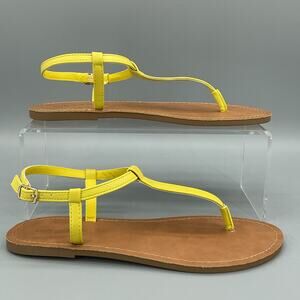 NEW Sun + Stone Women’s Kristi Slingback Flat Sandals Yellow Size 8M